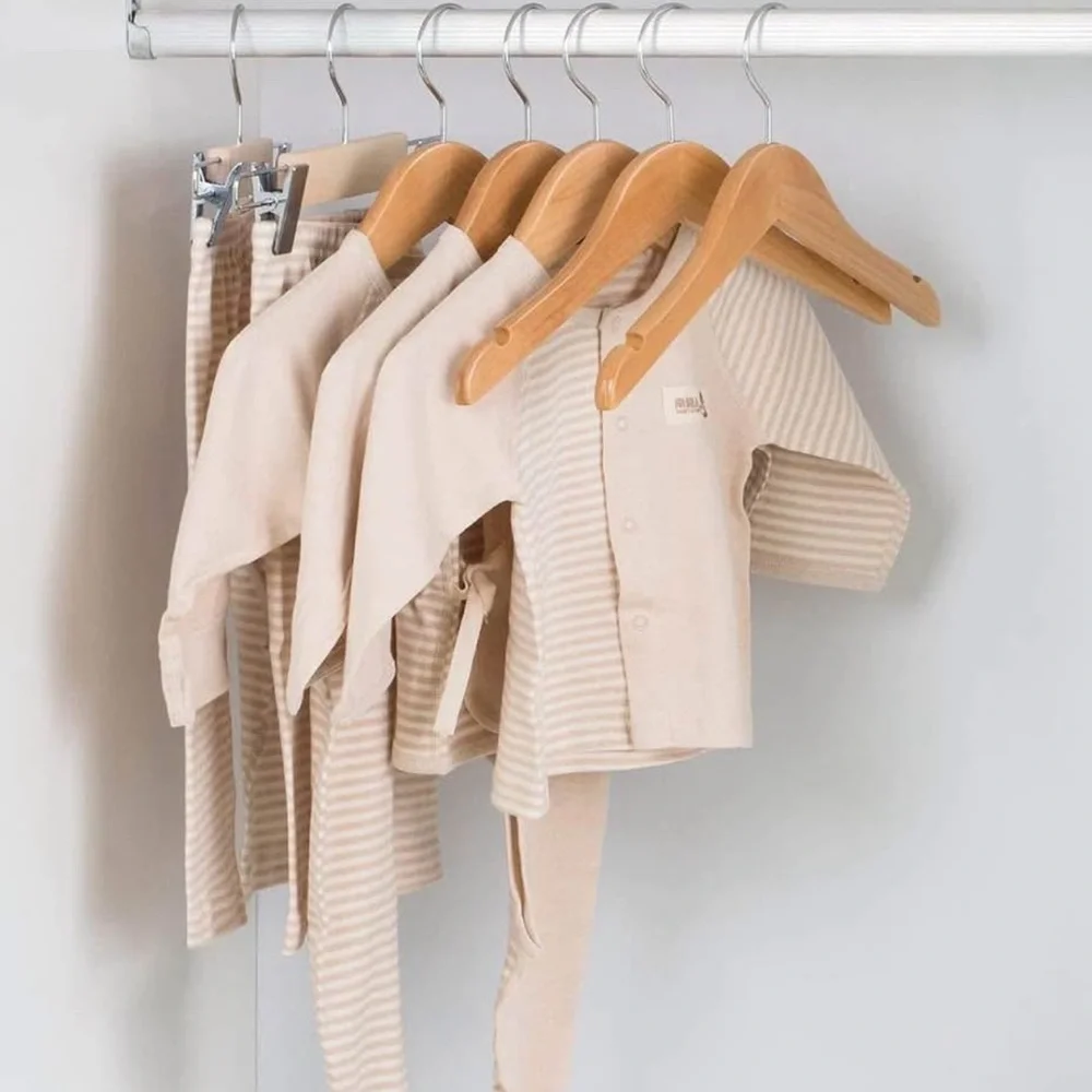 Wooden Clothes Hangers for Baby/Toddler/Kids - Natural Finish